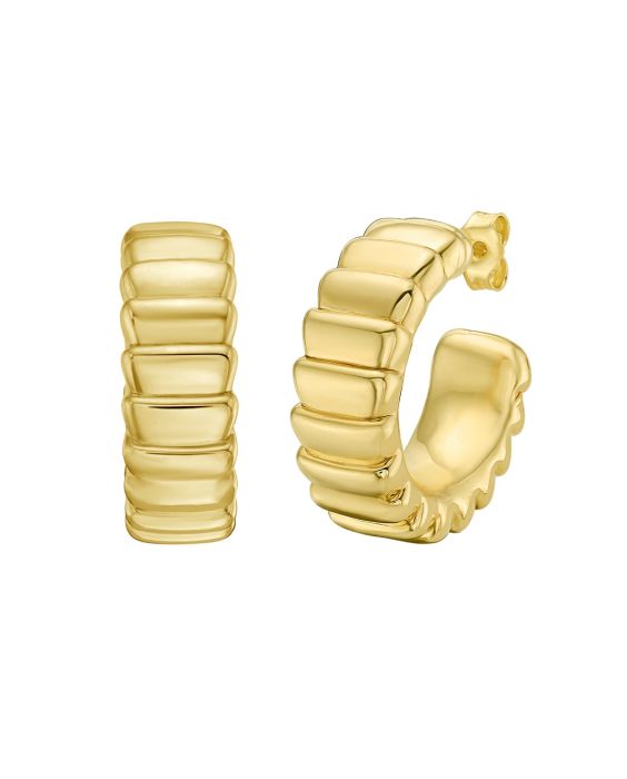 14K Ribbed C-Hoops