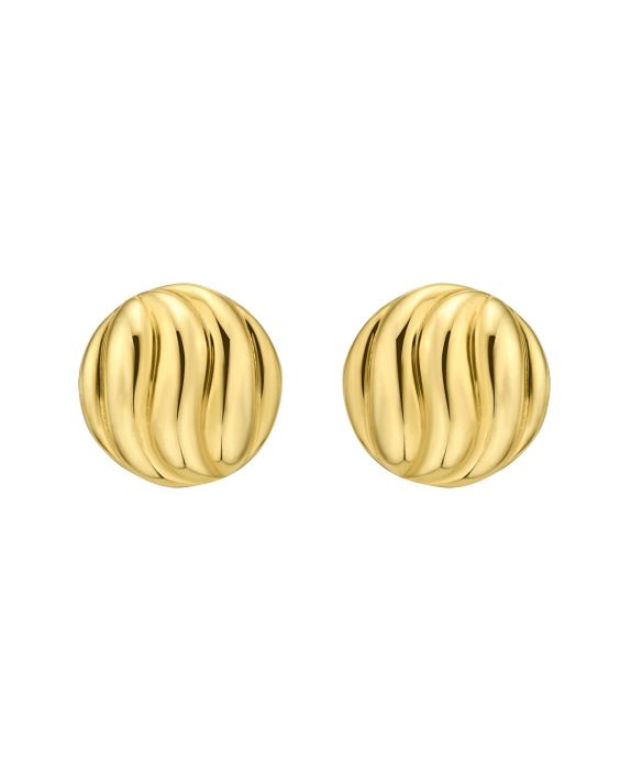 14K Swirl Button Earrings