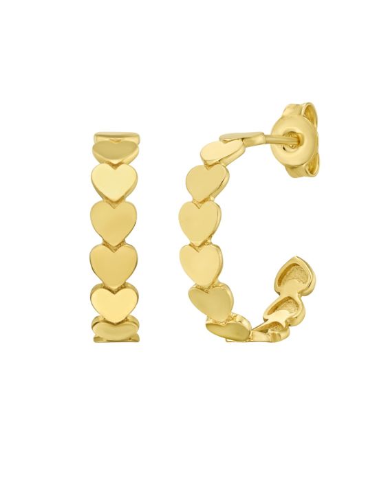 14K Heart Row C-Hoops
