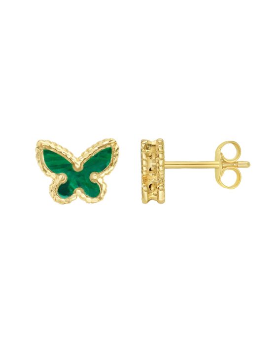 14K Primavera Malachite Butterfly Studs