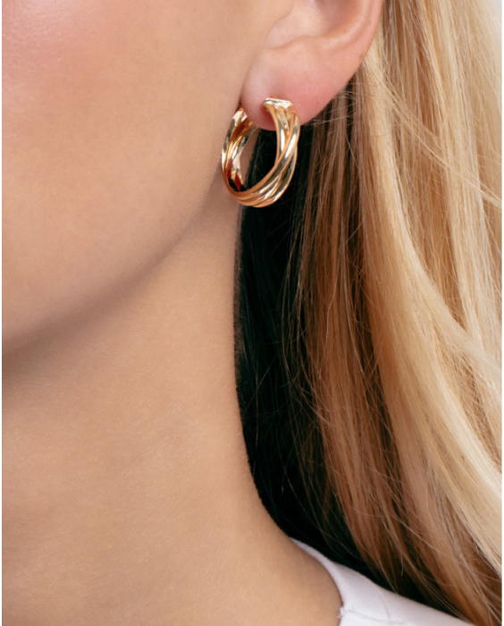 14K Interlocking Medium Trinity Hoops
