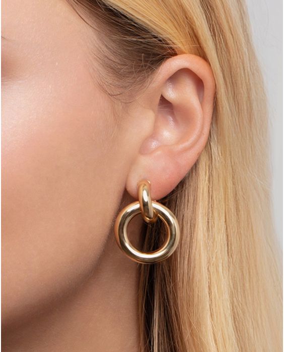 14K Round Linked Hoops