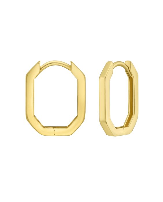 14K Hexagon Hoops