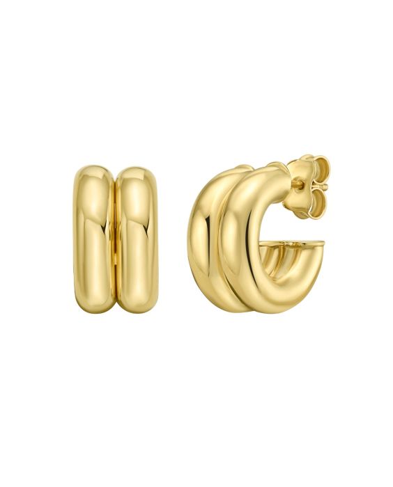 14K Puffed Double Row C-Hoops
