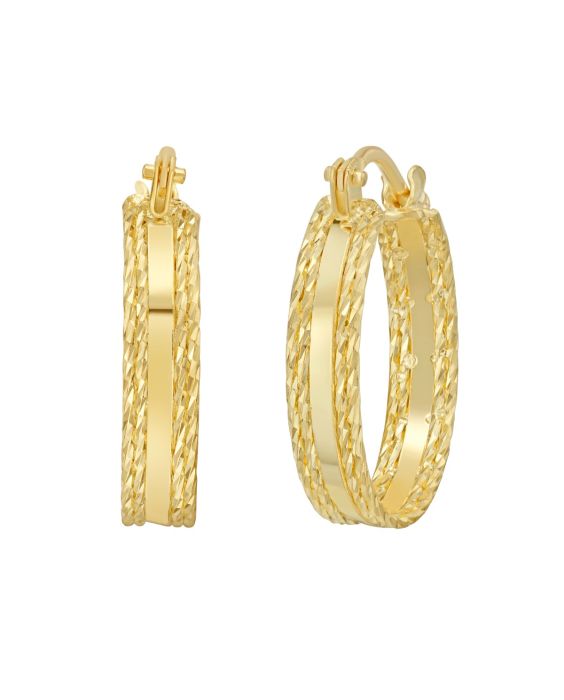 14K Sparkle Spring Huggie Hoops