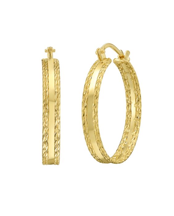 14K Sparkle Spring Hoops