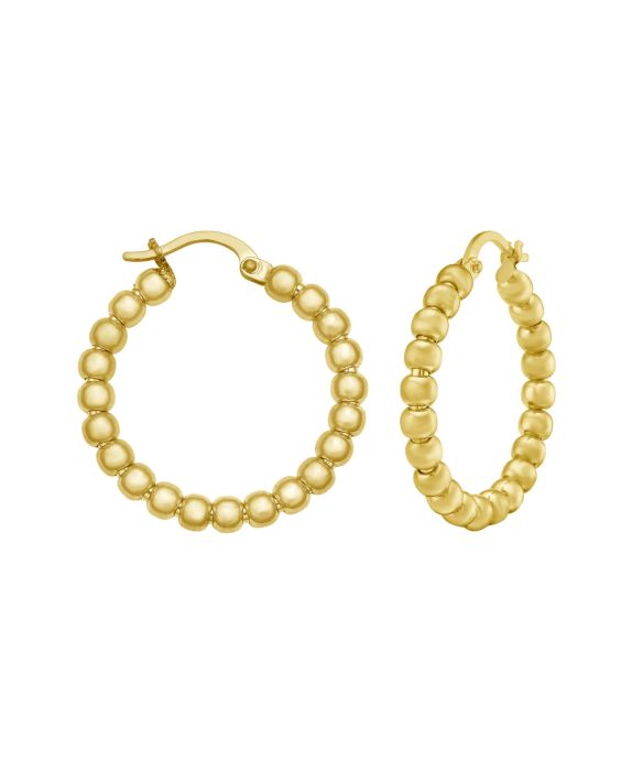 14K Medium Bead Hoops