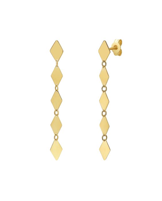 14K MIrror Kite Link Drop Earrings