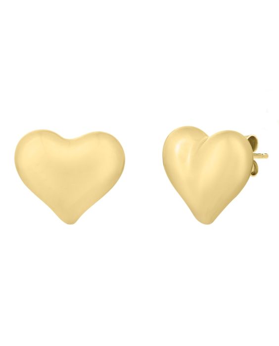 14K Puffed Heart Studs