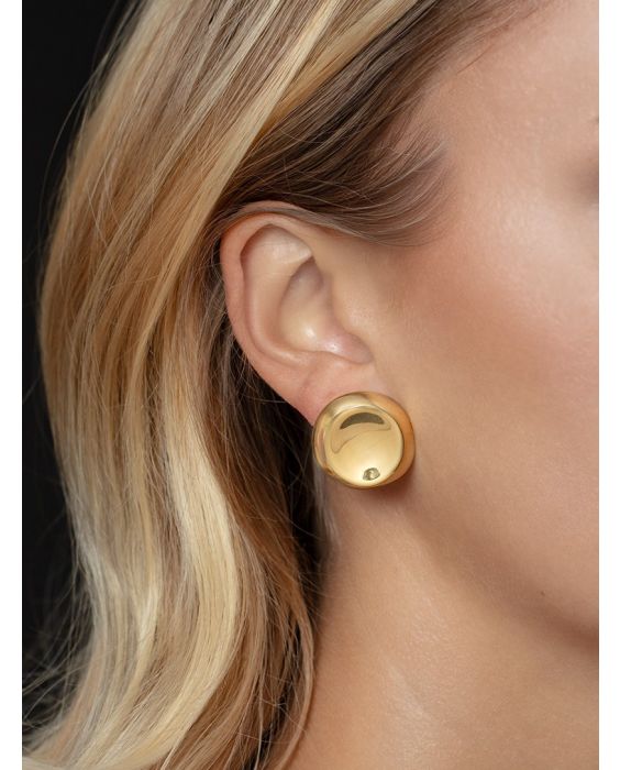 14K Polished Button Stud Earrings