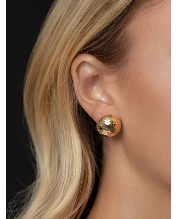 14K Diamond Cut Faceted Ball Earrings