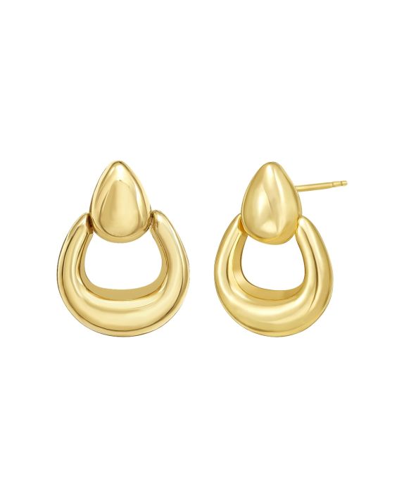 14K Sculpted Door Knocker Earrings