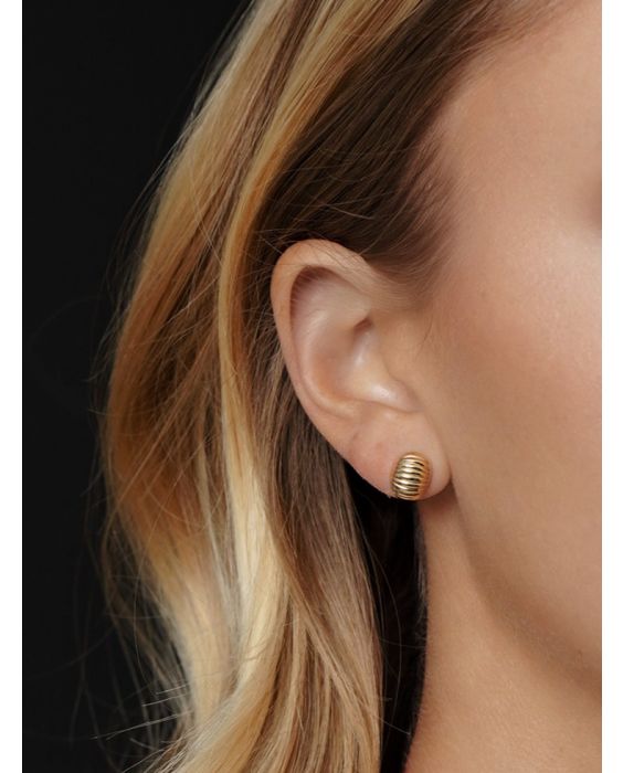 14K Oval Button Earrings
