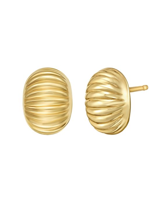 14K Oval Button Earrings