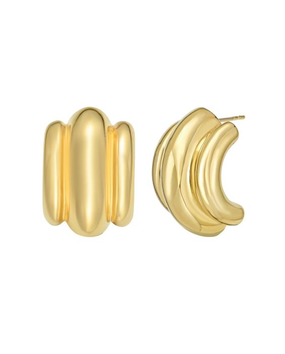 14K Triple Bar Half Hoop Earrings