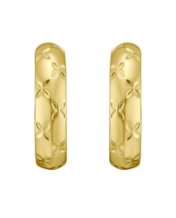 14K Gold Large Florentine Hoops