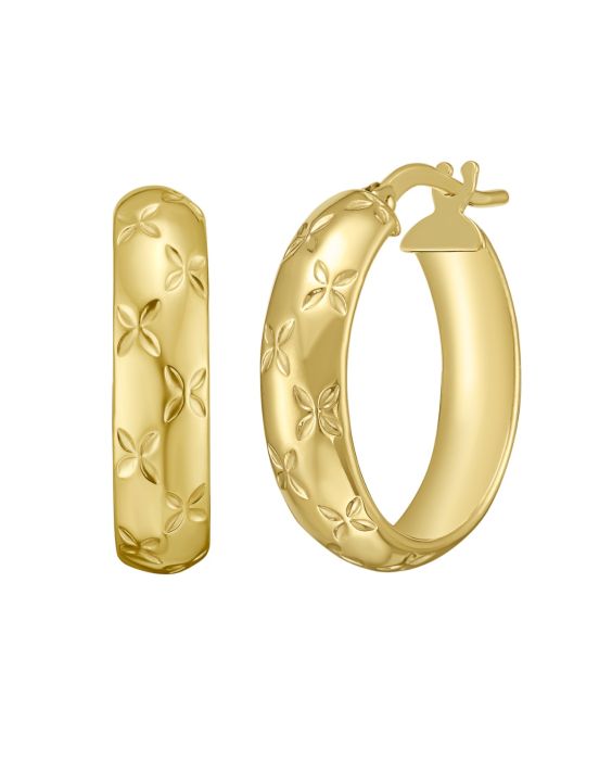 14K Gold Large Florentine Hoops