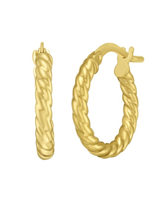 14K Gold Twisted Small Hoops