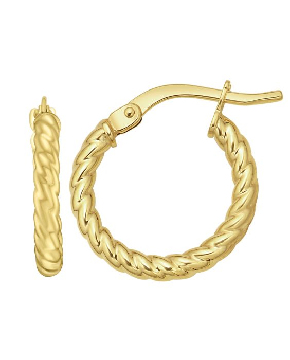 14K Gold Twisted Small Hoops