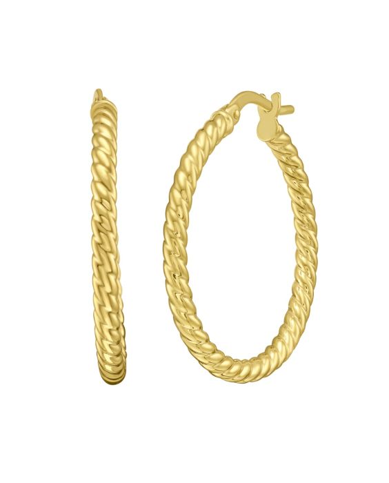 14K Gold Twisted Medium Hoops