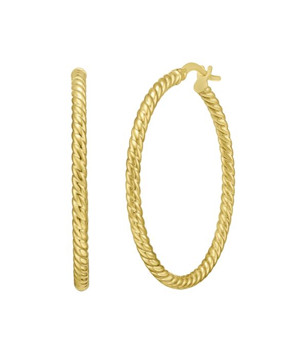 14K Gold Twisted Large Hoops