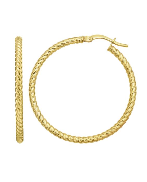14K Gold Twisted Large Hoops