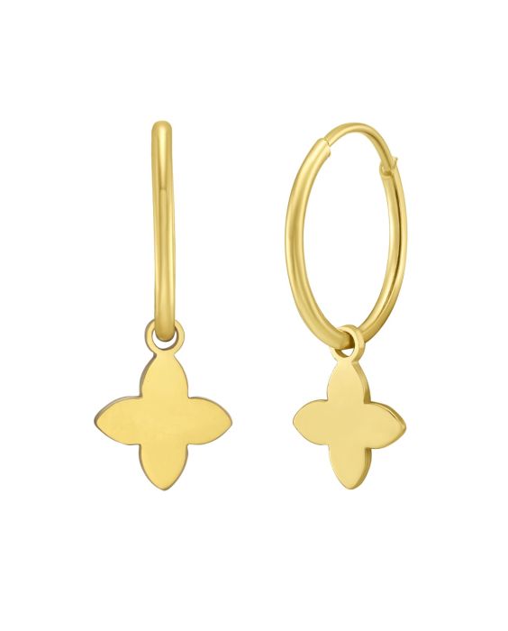 14K Gold Flower Huggies