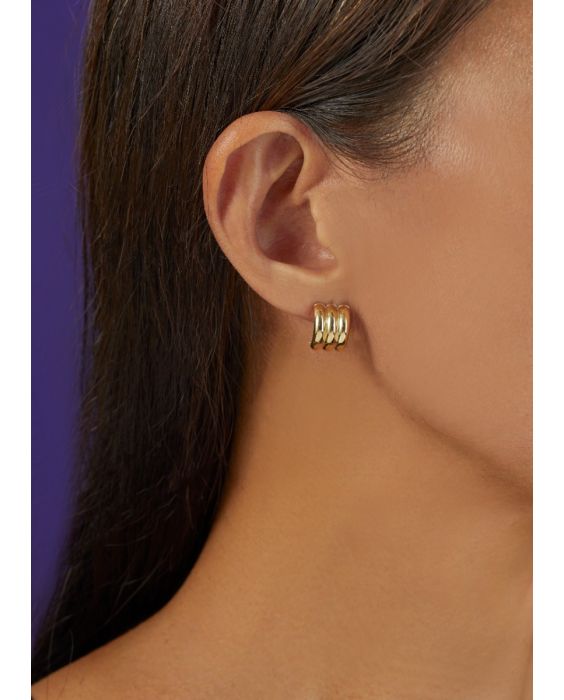 14K Gold Triplerow Small C-Hoops 