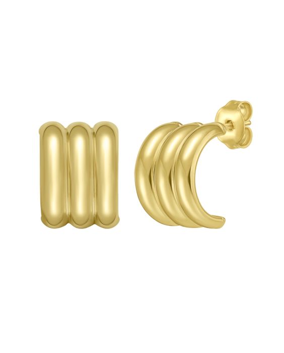 14K Gold Triplerow Small C-Hoops 