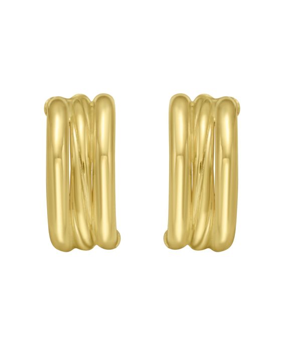 14K Gold Triplerow Large C-Hoops