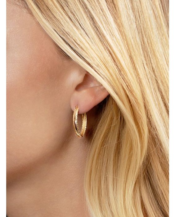 14K Large Diamond Cut Marquise Hoop Earrings