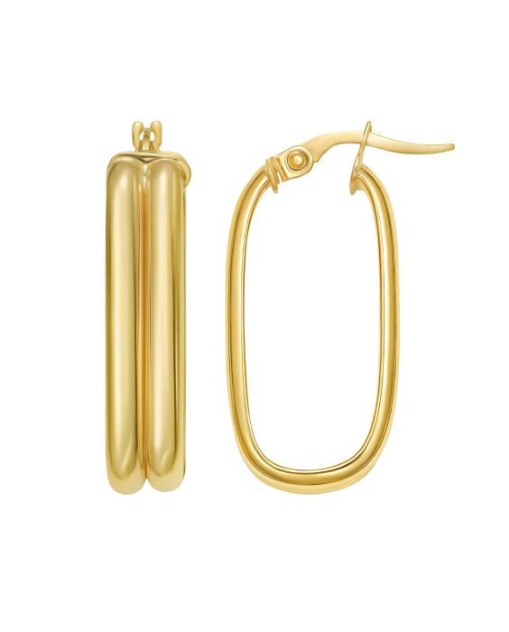 14K Double Row Paperclip Hoop Earrings