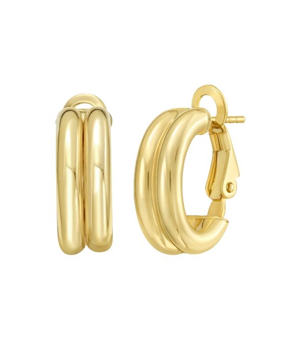 14K Double Row Hinged Hoop Earrings