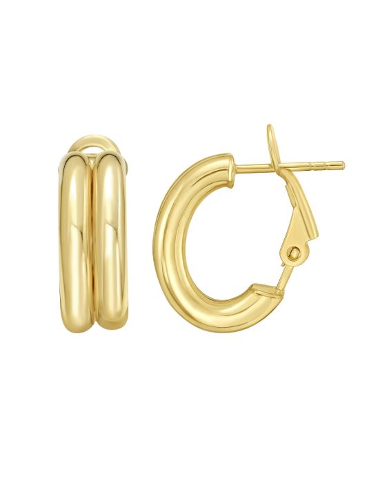 14K Double Row Hinged Hoop Earrings