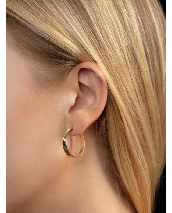 14K Twisted Square Tube Hoop Earrings