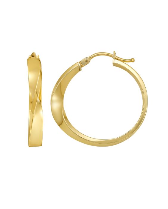 14K Twisted Square Tube Hoop Earrings