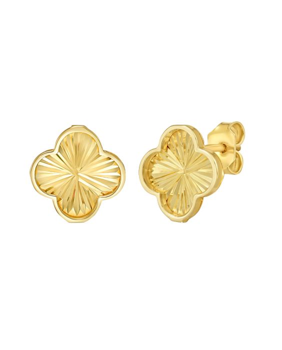 14K Radiating Clover Earrings