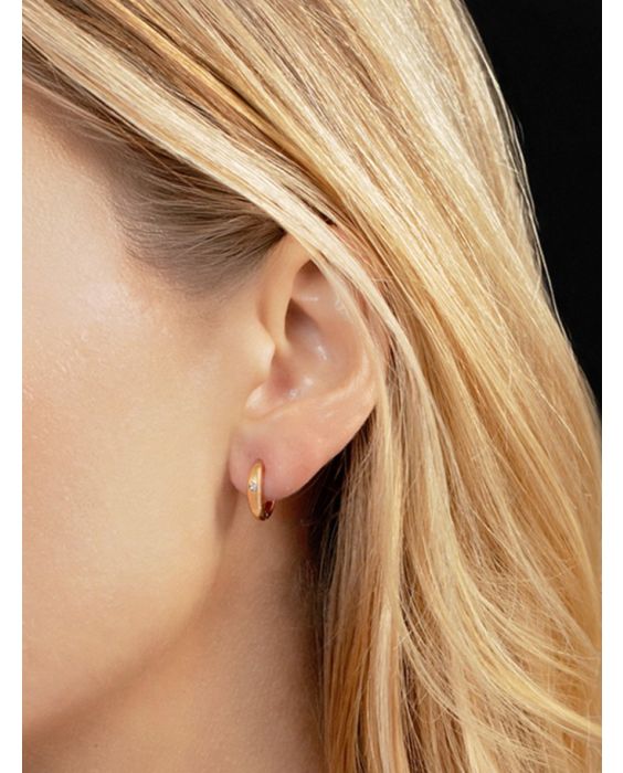 14K Diamond Small Hoop Earrings