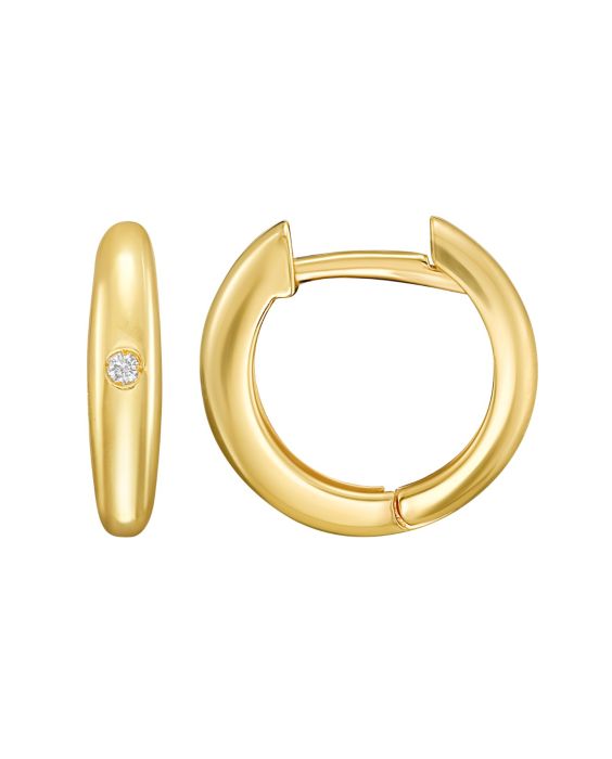 14K Diamond Small Hoop Earrings