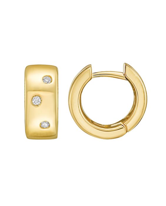 14K Diamond Huggie Earrings