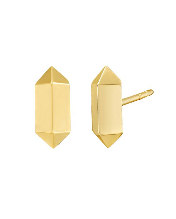 14K Long Hexagon Post Earrings