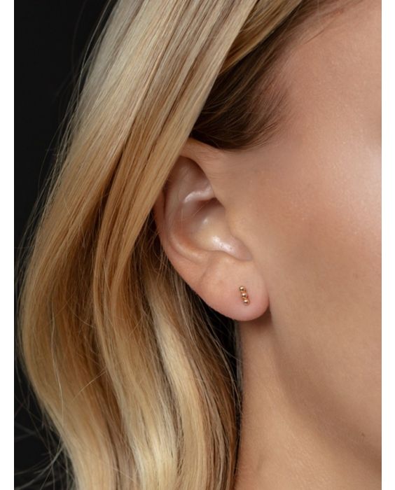 14K Beaded Bar Post Earrings