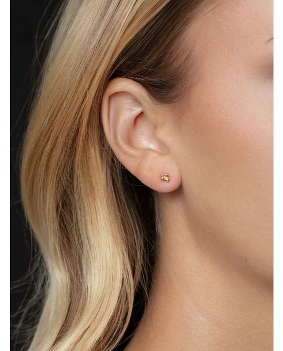14K Triple Bead Post Earrings