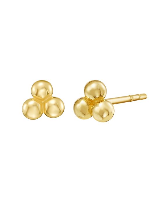 14K Triple Bead Post Earrings