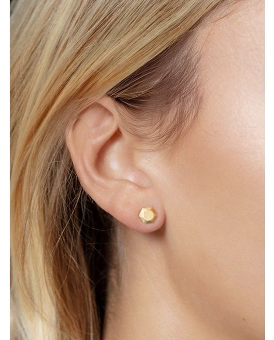 14K Flat Back Hexagon Earrings