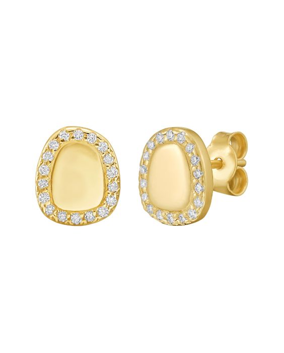 14K Diamond Freeform Cushion Earrings