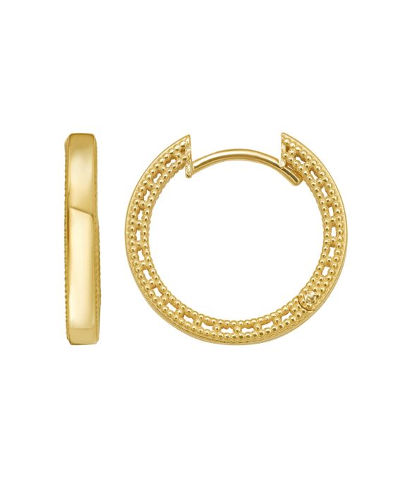 14K Mini Beaded Round Huggie Earrings