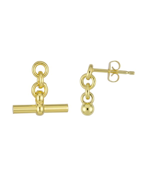 14k Gold T-Bar Dangle Earrings