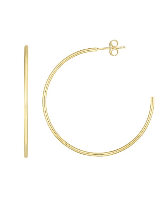 14K Gold 1.5x40mm Polished C Hoop Earring