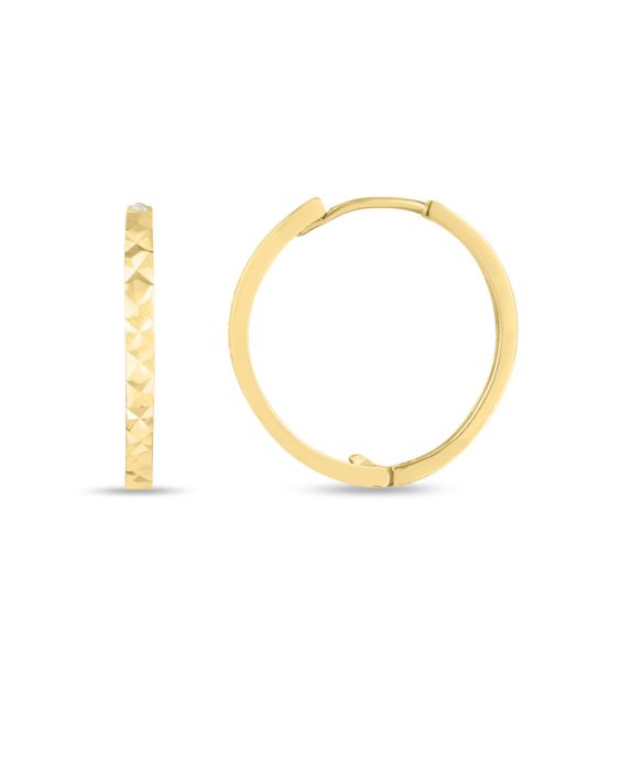 14K Diamond Cut Huggie Hoops